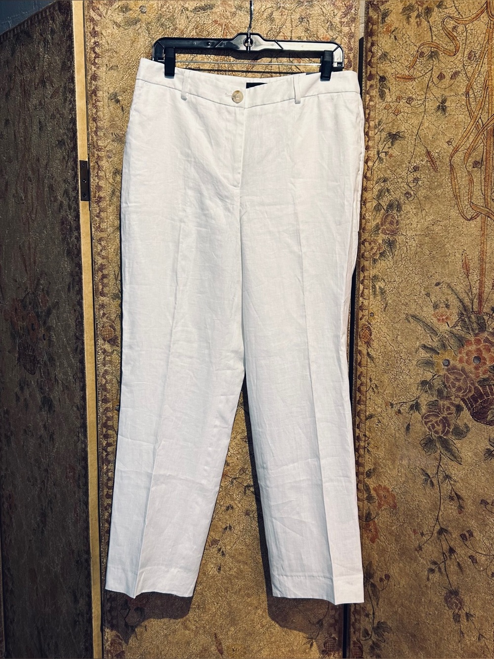 NWT Talbots Size 8 Southampton White Straight Leg Linen Pant